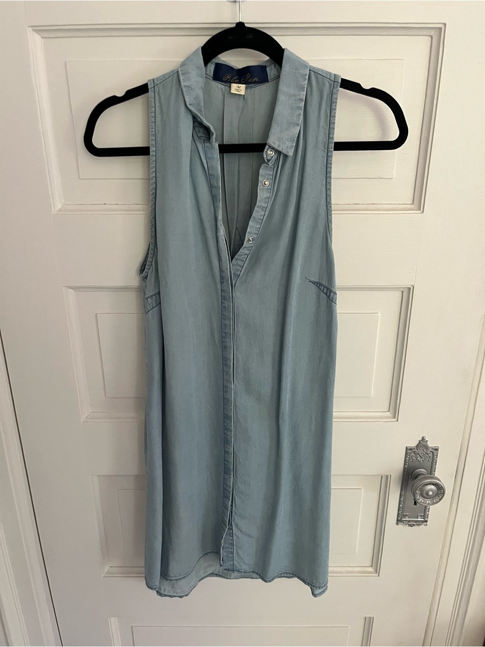 Blue Rain Light Blue Chambray Sleeveless Shirt Dress